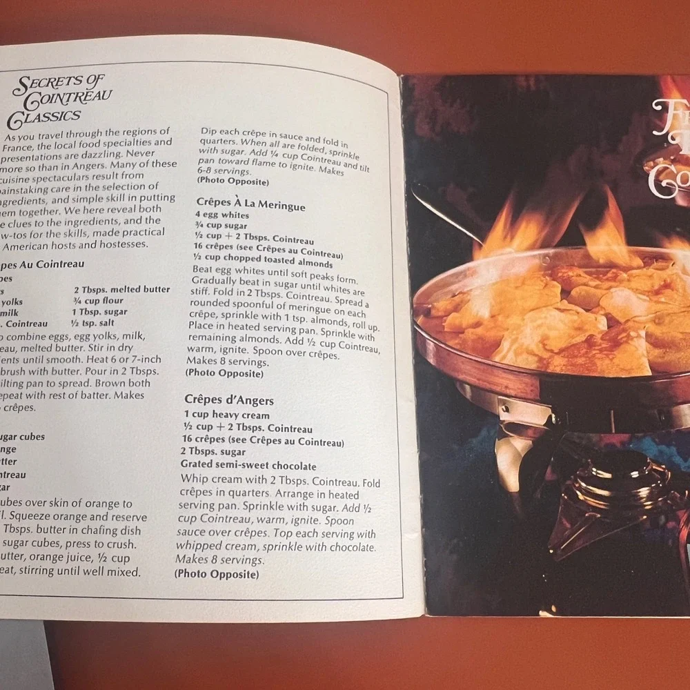 Vintage Cointreau Secrets of Flaming Desserts Recipe Booklet French Cookbook